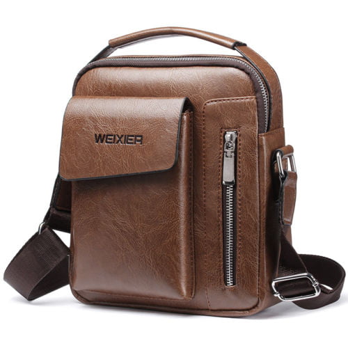 Business Shoulder Bag PU Leather Briefcase Satchel Bag for Men Crossbody Purse